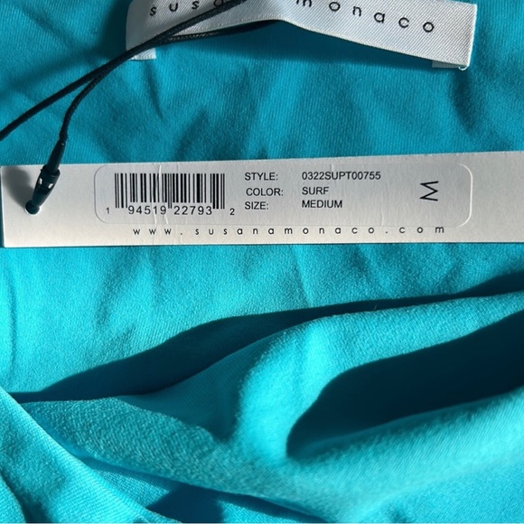 SUSANA MONACO REVOLVE ONE SHOULDER TANK TOP SURF TURQUOISE BLUE SIZE M NWT - Picture 2 of 5